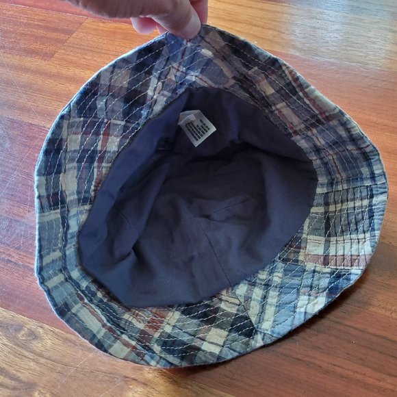 Baby Gap Blue/Gray Plaid Beach Hat 12-18 Months - Picture 14 of 14